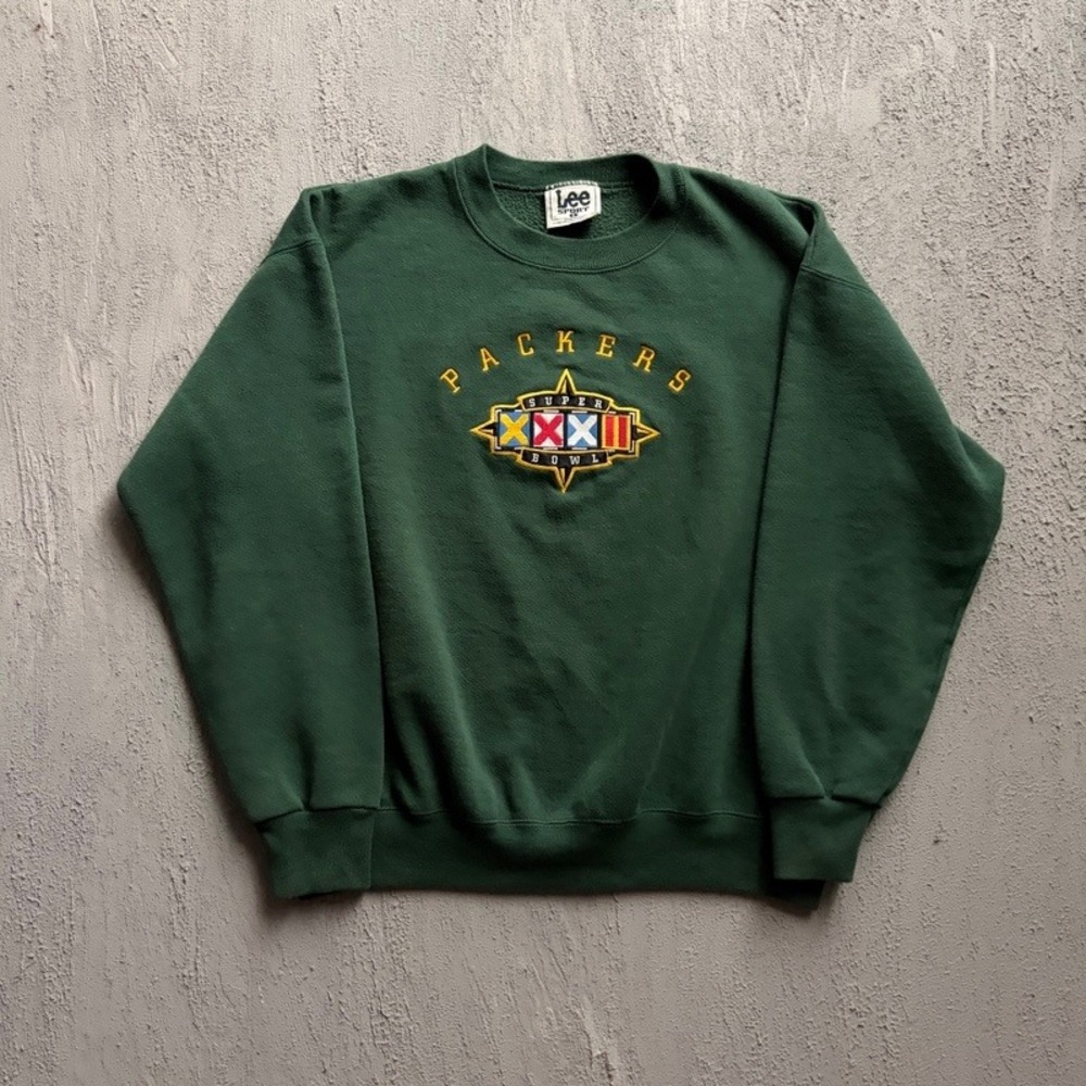 Vintage Green Bay Packers Sweatshirt Large Green 1990s Super Bowl XXXII